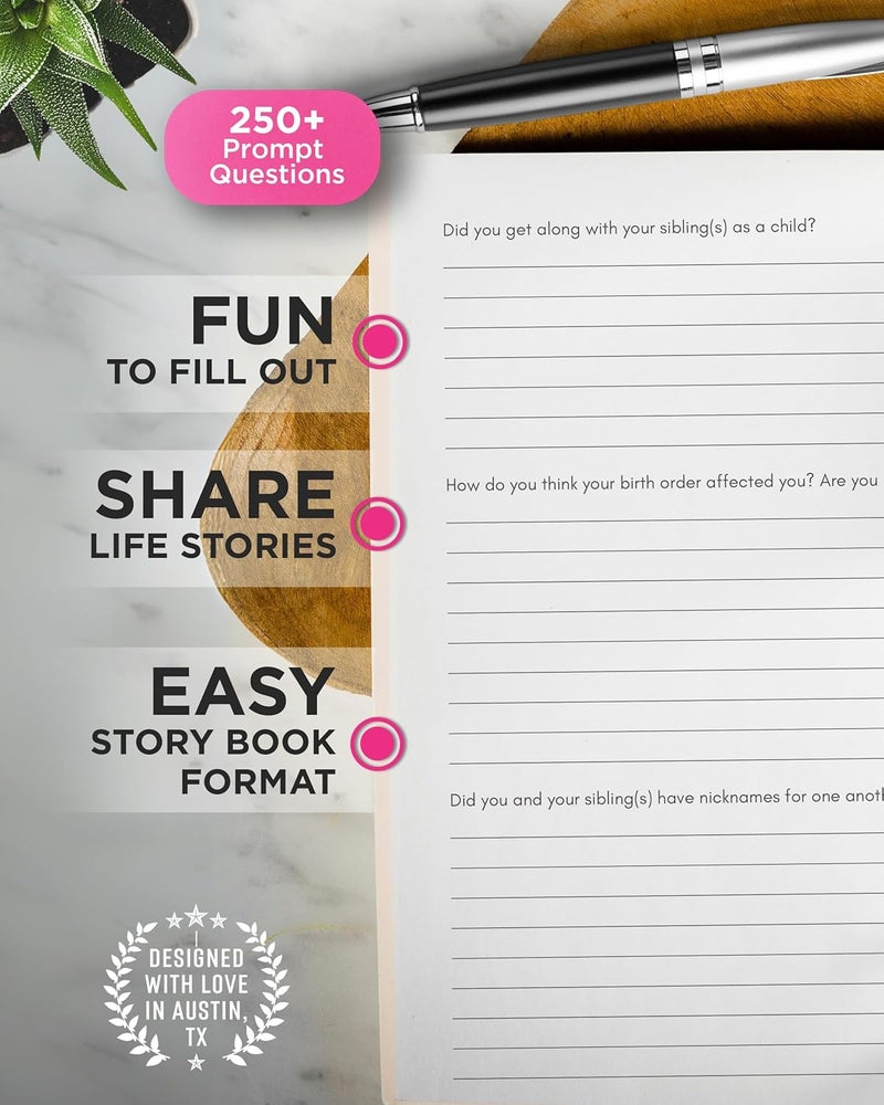Coco & Lan Mom's Story Journal: A Meaningful Keepsake for Mom to Share Her Life Journey and Memories, Book Includes 250+ Prompt Questions, Sentimental Gifts Ideas for Mother's Day, Birthday, Christmas - Image 4